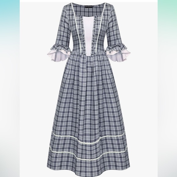 Scarlet Darkness Women Pioneer Colonial Costume with head kerchief - Picture 6 of 7